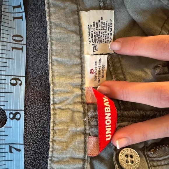 Unionbay Olive Green Cargo Shorts Cotton Drawstring Low Rise Size 5 - Picture 8 of 8